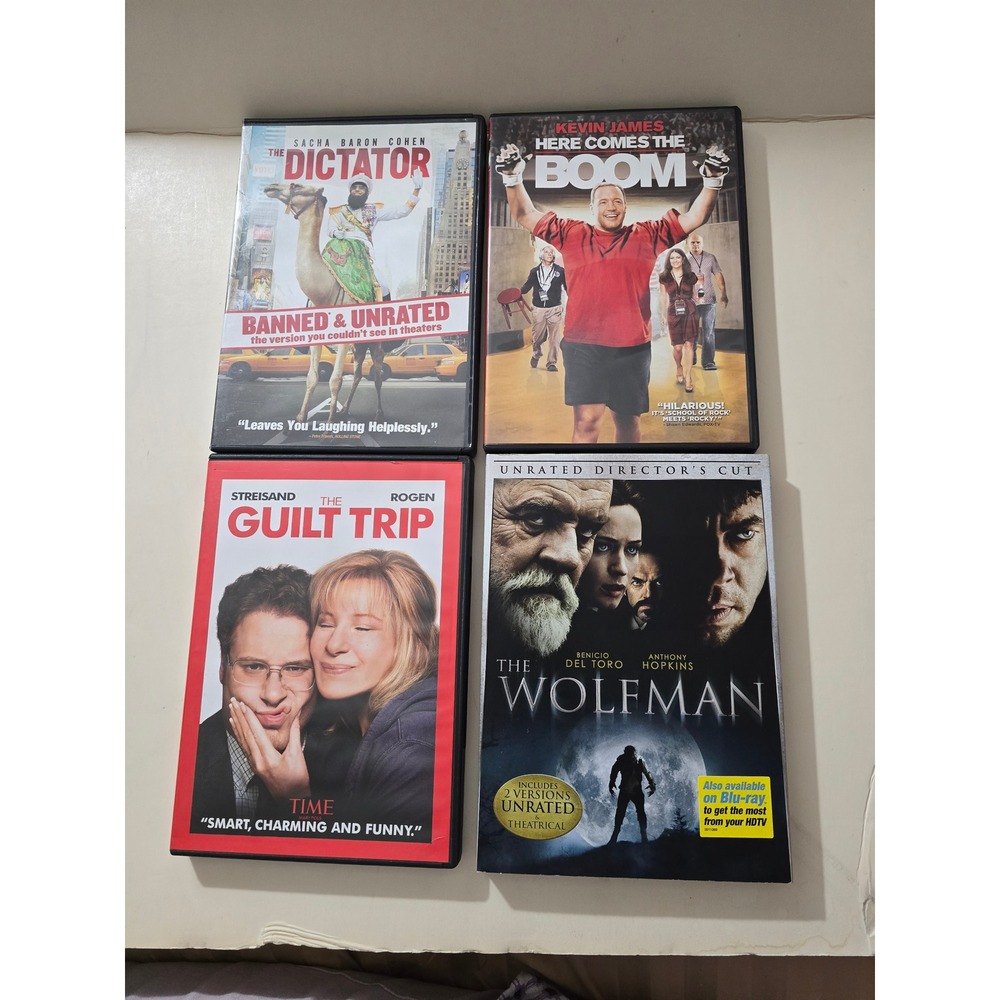 DVD Movie Bundle‎ The Dictator Here Comes The Boom Guilt Trip The Wolfman 4-Pack